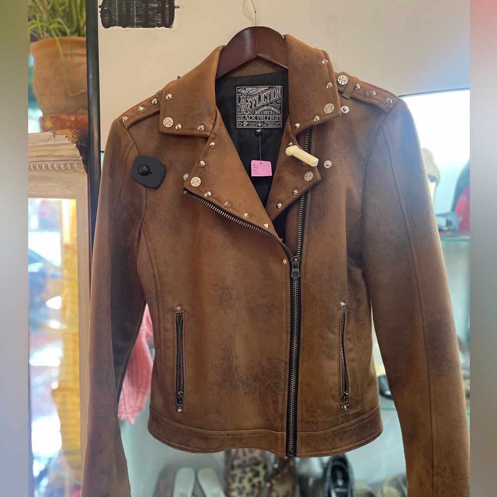 Afiction brown leather jacket for woman size M